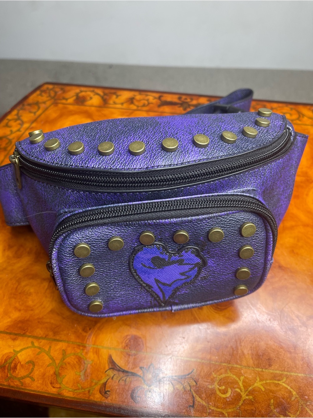 Vintage Purple Studded Leather Belt Bag